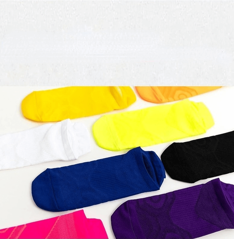 Colorful breathable anti-slip sports socks SF0357, unisex lightweight design for running, shown in various colors on white background.